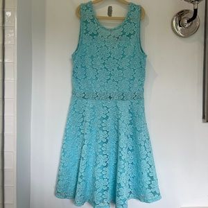 AQUA blue flower dress